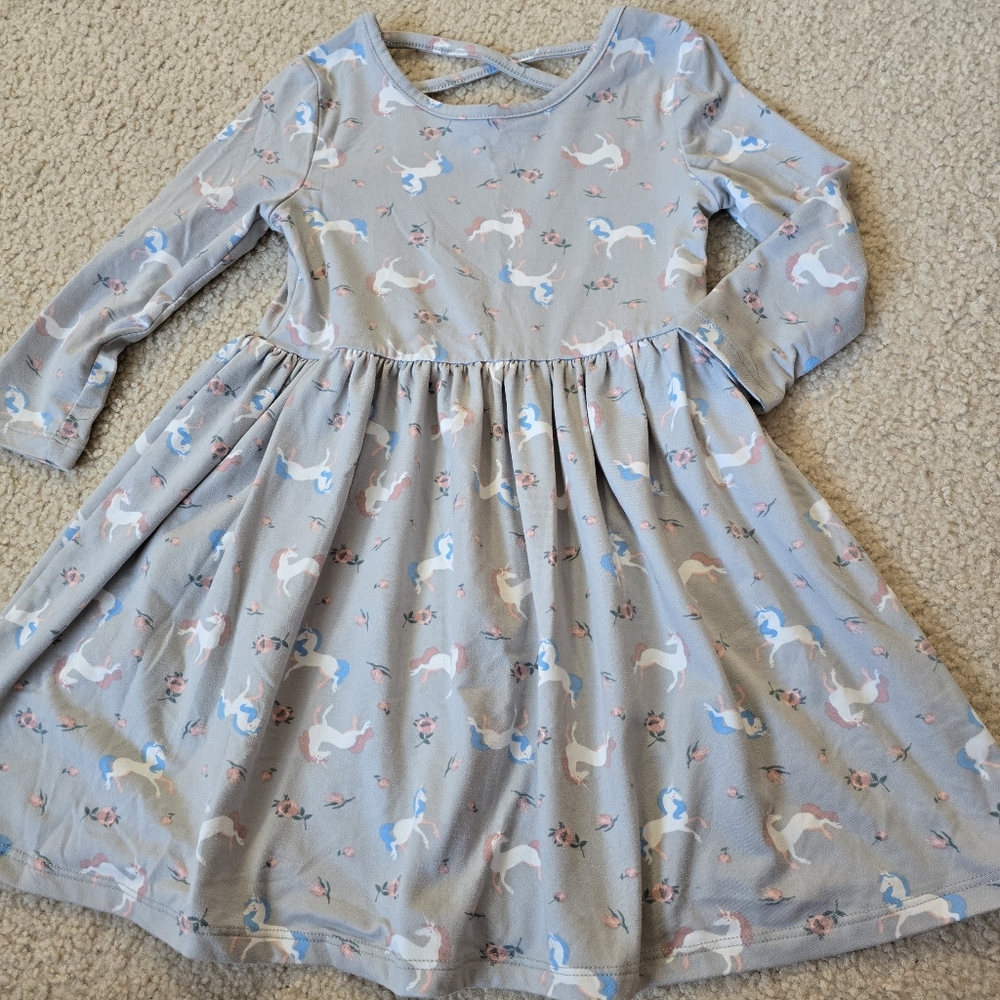 MuMu CoCo Charming Unicorn Print Kids Dress Youth Size 4